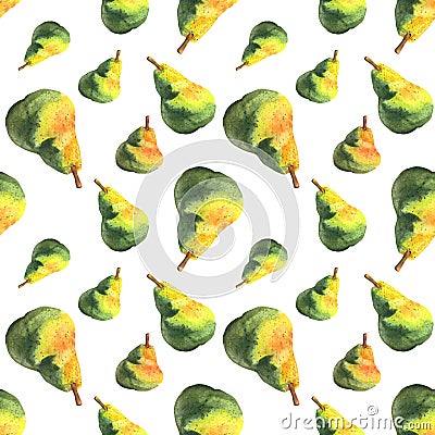 Watercolor seamless pattern with hand drawn fresh juicy fruits Stock Photo