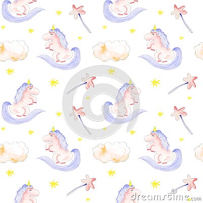 Pink sleeping unicorns pattern Stock Photo