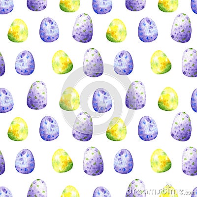 Watercolor seamless pattern in retro style with eggs Stock Photo