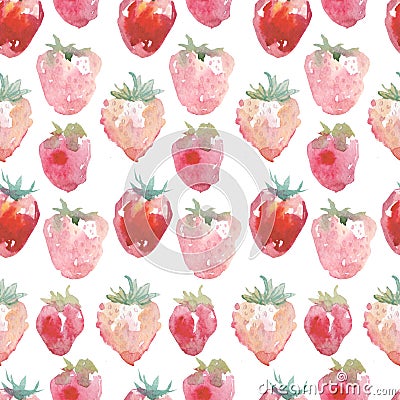Watercolor seamless pattern with strawberry for the textille fabric Stock Photo