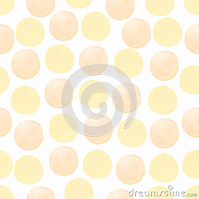 Watercolor seamless pattern yellow polka dots.Seamless background for your design Stock Photo