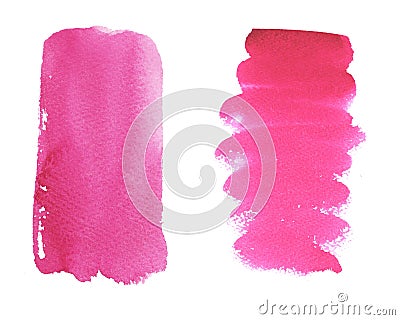 Watercolor set of bright pink brush strokes Stock Photo