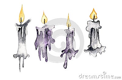 Watercolor set on Halloween Vector Illustration