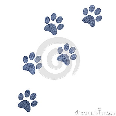 Set of isolated black watercolor animal footprints. Watercolor pets footprint. Paw footprint illustration Cartoon Illustration