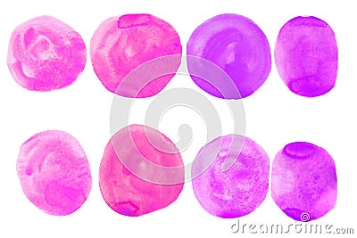 Watercolor set of pink circles paint isolated on white background. covers highlights social media Stock Photo