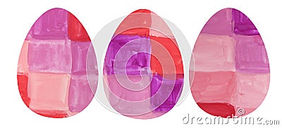 Hand drowning watercolor set of three mosaic egg Stock Photo