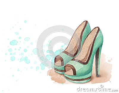 Watercolor shoes illustration Cartoon Illustration