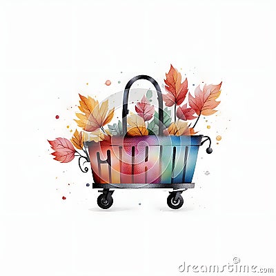 watercolor shopping doodle icon, black friday concept Stock Photo