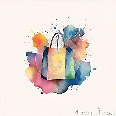 watercolor shopping doodle icon on black friday Stock Photo