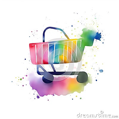 watercolor shopping online icon, black friday concept Stock Photo