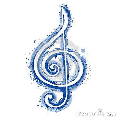 watercolor sign treble clef for a musical concert poster Stock Photo