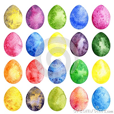 Watercolor silhouettes of easter eggs Stock Photo