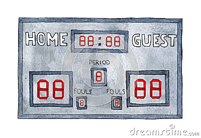 Watercolor sketch scoreboard for sports games. Vector Illustration
