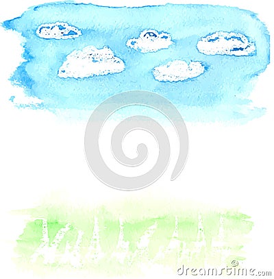 Watercolor sky and grass Vector Illustration