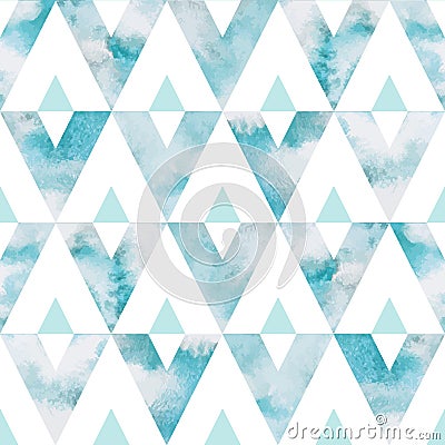Watercolor sky triangles seamless vector pattern Vector Illustration