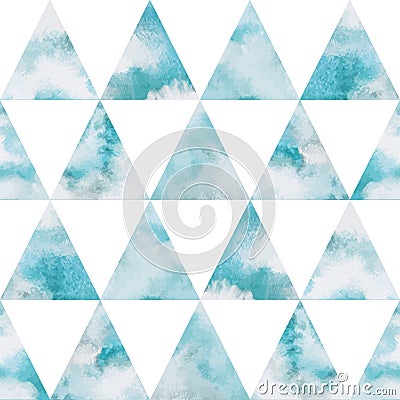 Watercolor sky triangles seamless vector pattern Vector Illustration