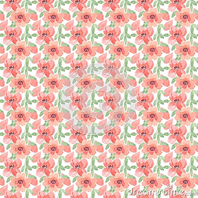 Watercolor small flowers of creamy pink color. Seamless beautiful blooming pattern for banner design, business cards, brochures Stock Photo