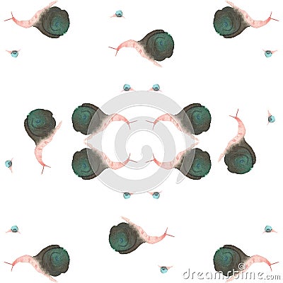 Watercolor snails pattern Stock Photo