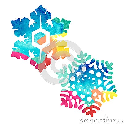 Watercolor snowflakes Vector Illustration