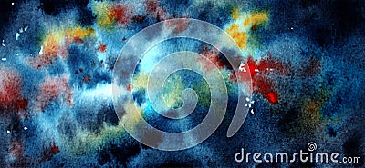 Watercolor space colorful background Stock Photo