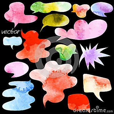 Watercolor speech bubbles design elements vector image Stock Photo
