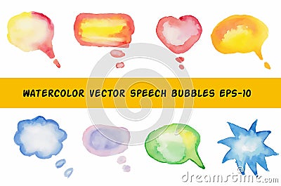 Watercolor speech bubbles Vector Illustration