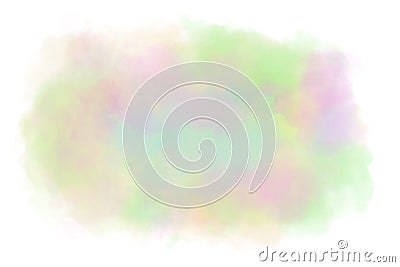 Watercolor splash cloud painting in subtle ethereal pastel colors of pink, green, purple and yellow. Stock Photo