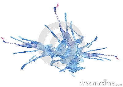 Watercolor splash vector watercolor brush design ,card blue color Vector Illustration