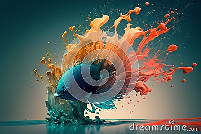 Watercolor splash on a white background with vibrant colors that create a beautiful contrast and artistic effect. Ai generated Stock Photo