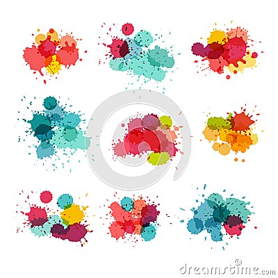 Watercolor splashes. Colorful paint splat Vector Illustration