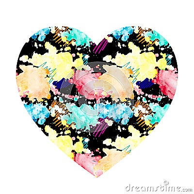 Watercolor splashes in the shape of a heart Stock Photo