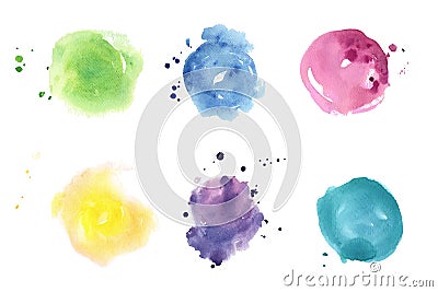 Watercolor spots set. Pastel colors Vector Illustration