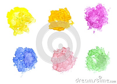 Watercolor spots / splashes isolated on white. hand drawn illustration. palette. Cartoon Illustration