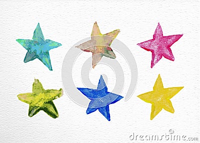 Watercolor stars set hand drawn illustration Vector Illustration