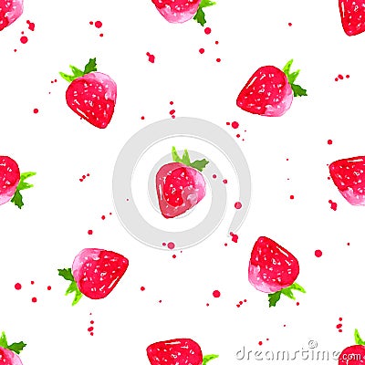 Watercolor strawberry background. seamless vector Vector Illustration