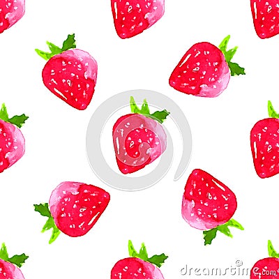 Watercolor strawberry background. seamless vector Vector Illustration