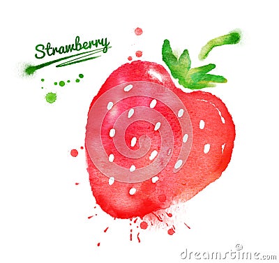 Watercolor strawberry Stock Photo