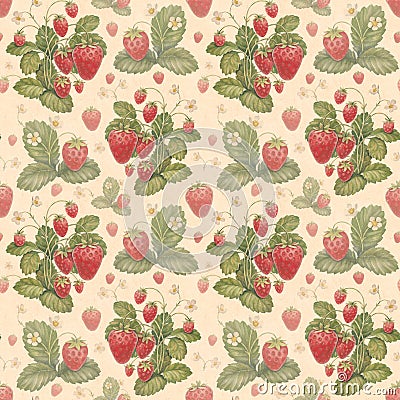 Watercolor strawberry pattern Stock Photo