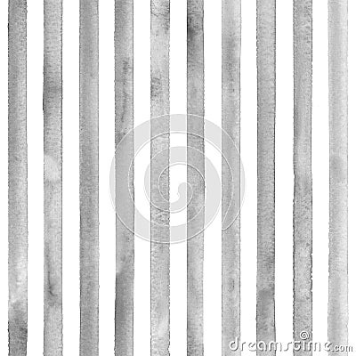 Watercolor stripe seamless pattern. Gray stripes on white background Stock Photo