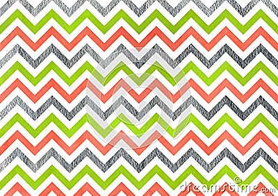 Watercolor stripes background, chevron. Stock Photo