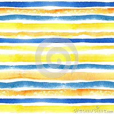 Watercolor strips seamless pattern border.Yellow Vector Illustration