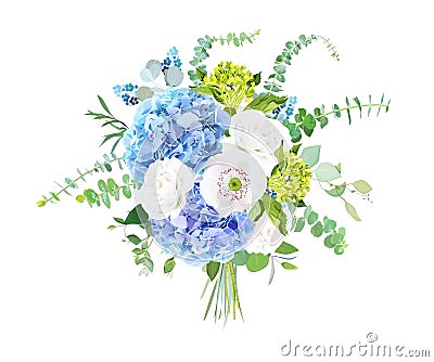 Watercolor style flowers bouquet Vector Illustration