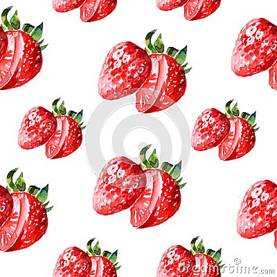 Watercolor summer sweet strawberry pattern Stock Photo
