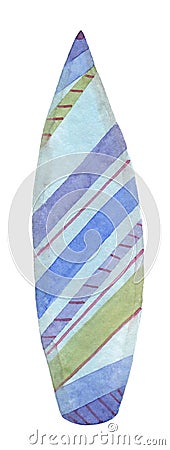 Watercolor surfing board Stock Photo