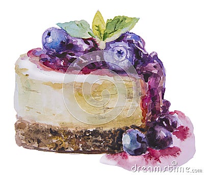 Watercolor sweet cake Stock Photo