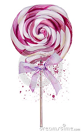 Watercolor sweet Lollipop Stock Photo