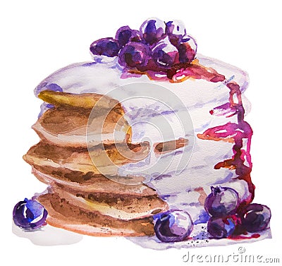 Watercolor sweet pancakes Stock Photo