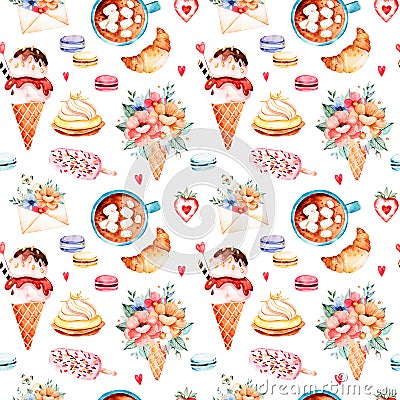 Watercolor sweets background Stock Photo