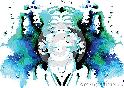 Watercolor symmetrical Rorschach blot Vector Illustration