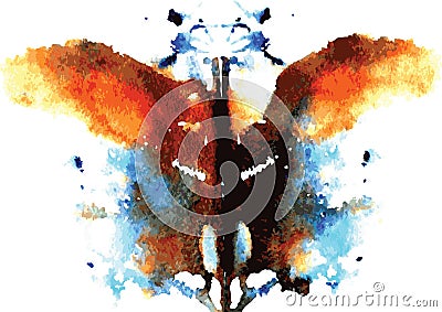Watercolor symmetrical Rorschach blot Vector Illustration